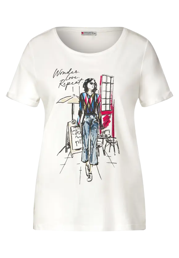 Scribble Partprint Shirt - Off White