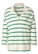Striped Polo Neck Jumper - Brisk Green