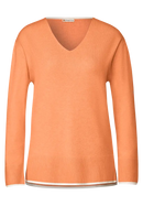 Split V-Neck Jumper - Mandarine Melange