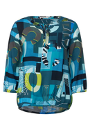 Print Tunic Blouse - Teal Blue