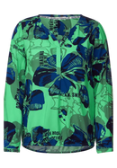 Multicolor Split Neck Blouse - Smash Green