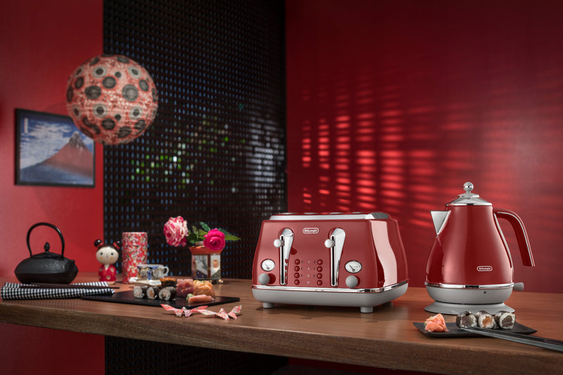 Icona Capitals 4 Slice Toaster - Red