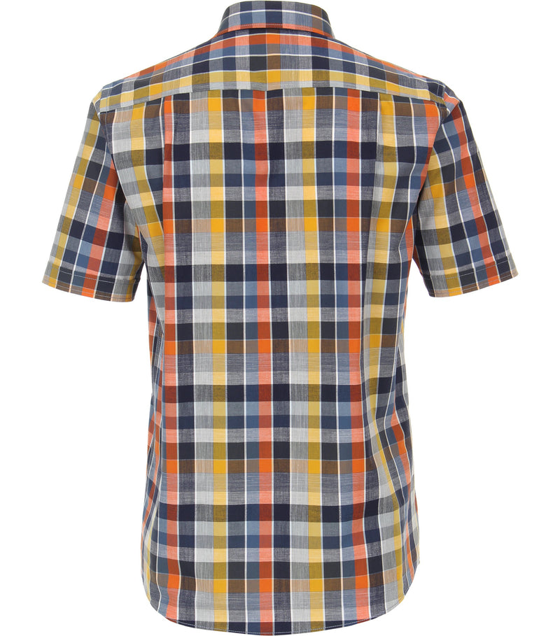 Comfort Fit Short Sleeve Check Shirt - Light Blue