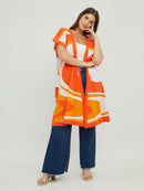 SHORT SLEEVE LONG CARDIGAN - Orange Pri