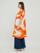 SHORT SLEEVE LONG CARDIGAN - Orange Pri