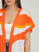SHORT SLEEVE LONG CARDIGAN - Orange Pri