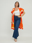 SHORT SLEEVE LONG CARDIGAN - Orange Pri