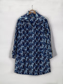 Laminated Print Parka - Blue