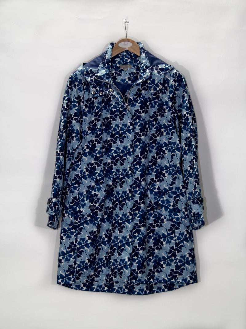 Laminated Print Parka - Blue