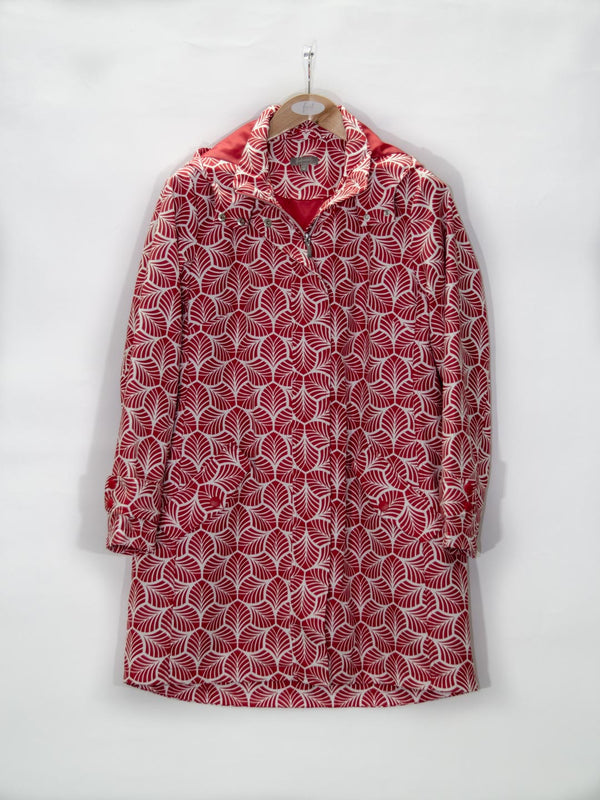 Laminated Print Parka - Red