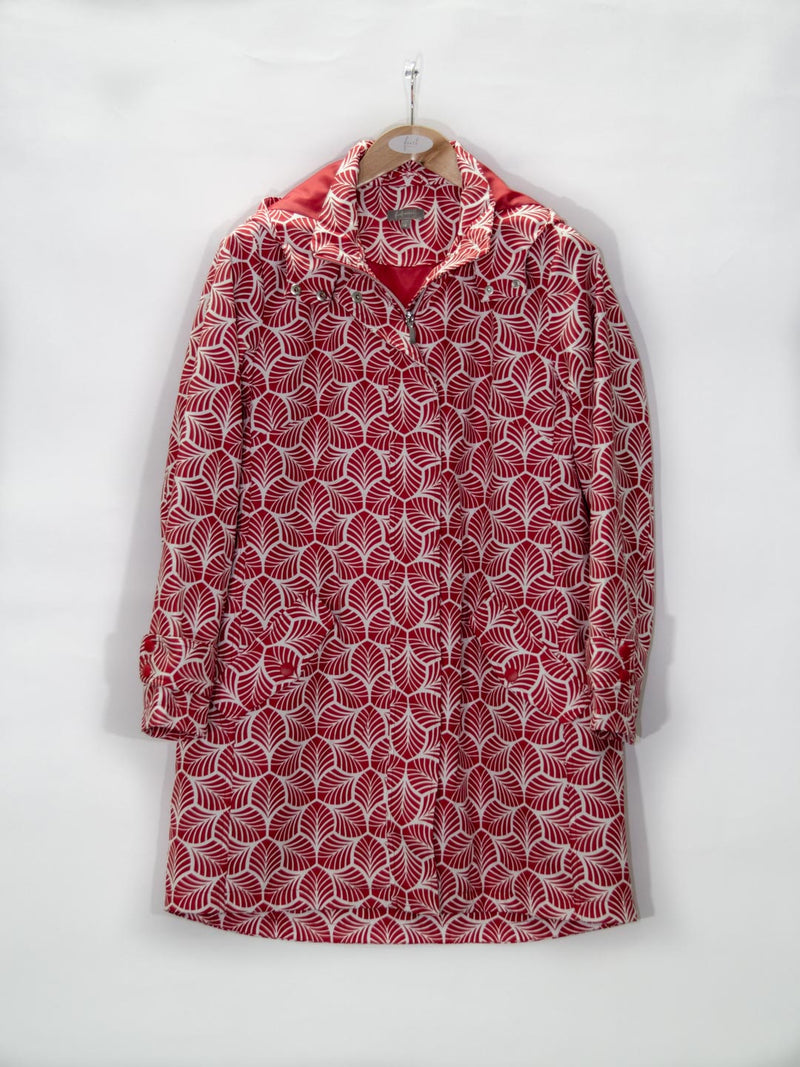 Laminated Print Parka - Red