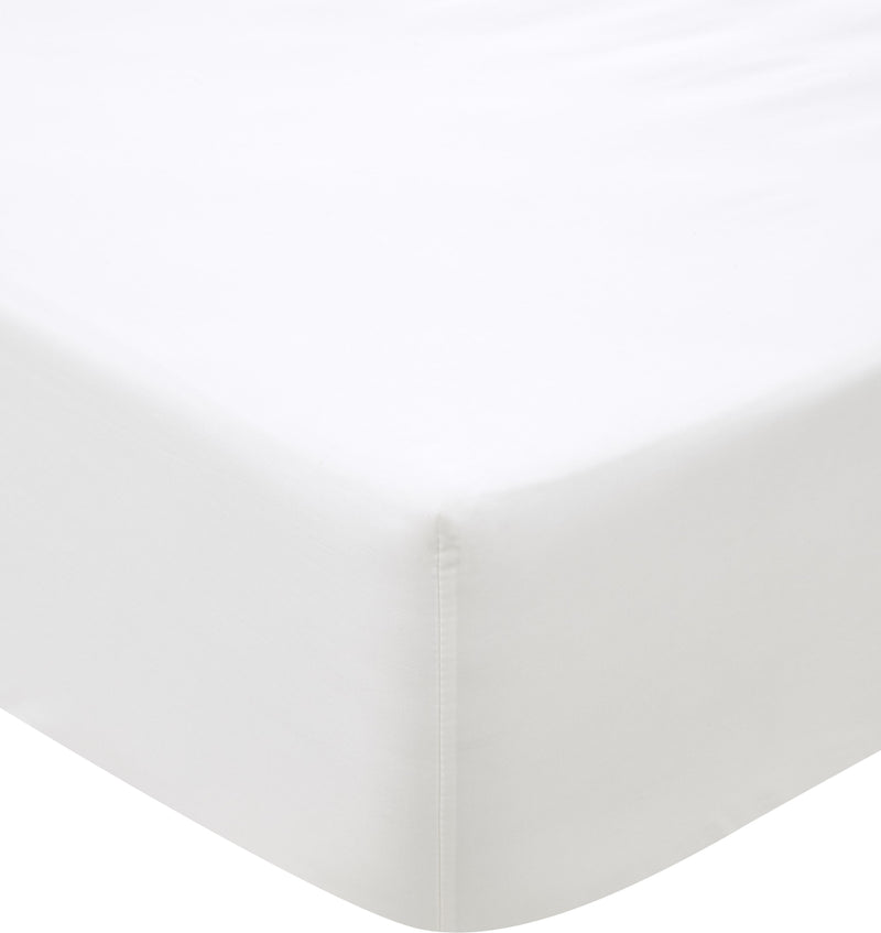 500TC Cotton Sateen Fitted Sheet - Snow