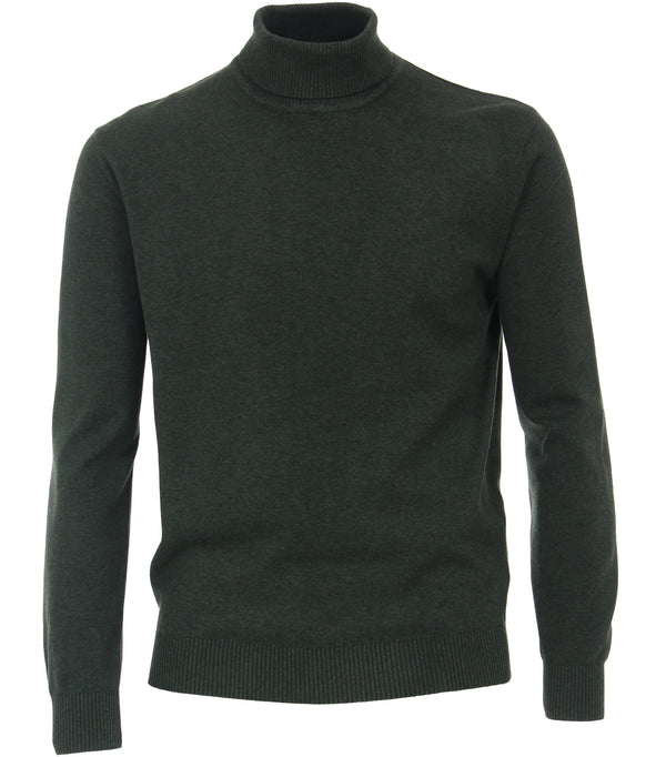 Plain Polo Neck Jumper - Forest Green