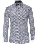 Long Sleeve Modern Fit Print Shirt - Light Blue