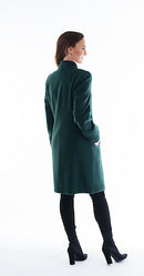 High Collar Wool Coat - Bottle Green