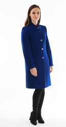 High Collar Wool Coat - Royal