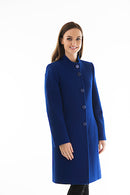 High Collar Wool Coat - Royal