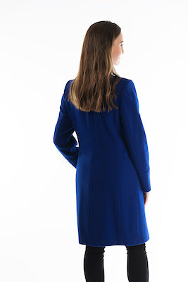 High Collar Wool Coat - Royal