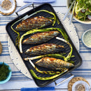 Toughened Non-Stick Ribbed Rectangular Grill 35cm