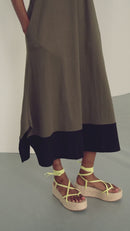 Contrast Hem Dress - Green