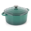 22cm Round Cast Iron Casserole - Emerald Green