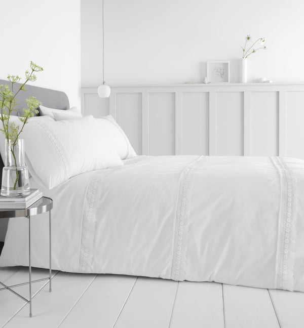 Delicate Lace Duvet Cover Set - White
