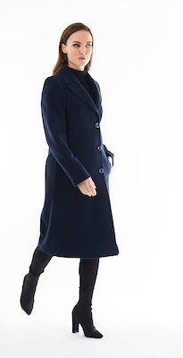 Rever Wool Coat - Navy