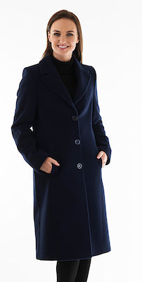 Rever Wool Coat - Navy