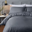 Cotton Sateen Satin Stripe Duvet Cover Set - Charcoal