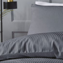 Cotton Sateen Satin Stripe Duvet Cover Set - Charcoal