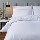 Cotton Sateen Satin Stripe Duvet Cover Set - White