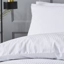 Cotton Sateen Satin Stripe Duvet Cover Set - White