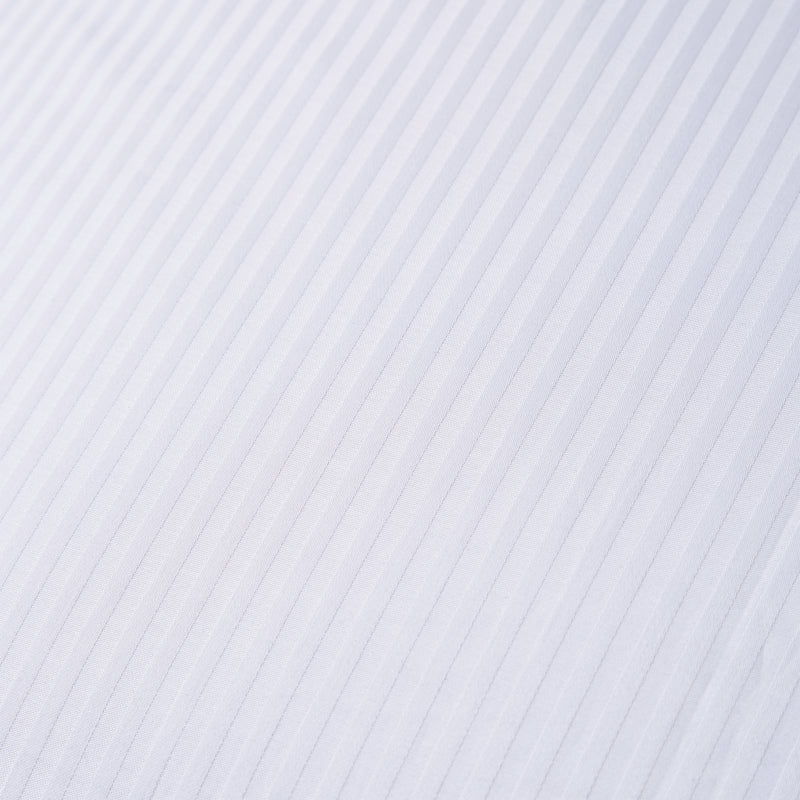 Cotton Sateen Satin Stripe Duvet Cover Set - White