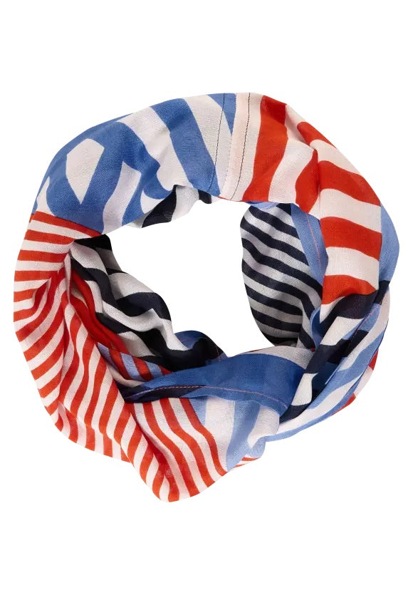 Stripe Print Loop Scarf - Forever Blue