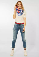 Stripe Print Loop Scarf - Forever Blue