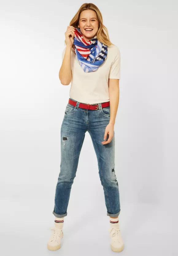 Stripe Print Loop Scarf - Forever Blue