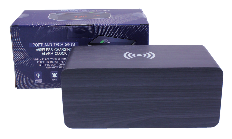 QI Wireless Charging Station Alarm Clock Charcoal