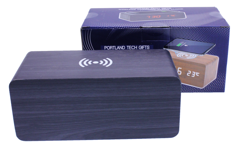 QI Wireless Charging Station Alarm Clock Charcoal