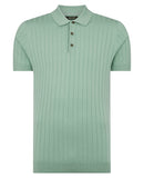 Short Sleeve 3 Button Polo Shirt - Light Green Grey