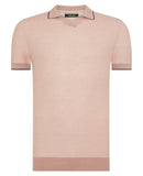 Open Collar Polo Shirt - Light Pink