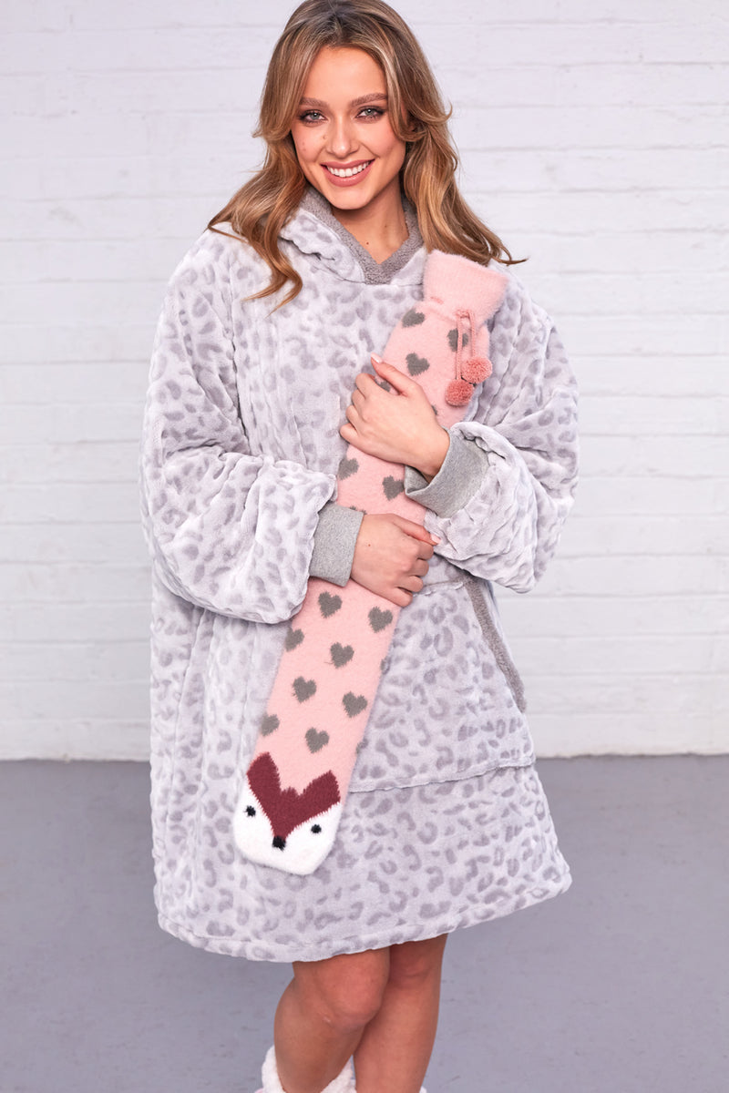 Luxury Plush Long Hot Water Bottle - Fox