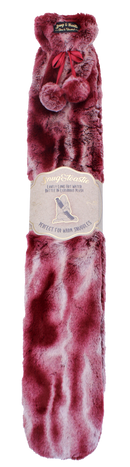 Long Plush Hot Water Bottle - Burgundy