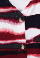 Printed Top With Button Panel - Dark Vintage Blue