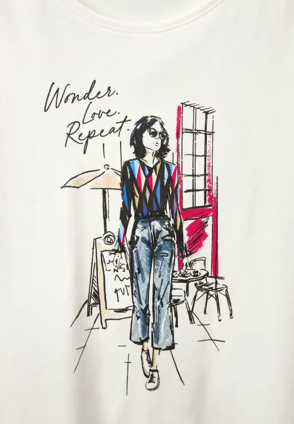 Scribble Partprint Shirt - Off White