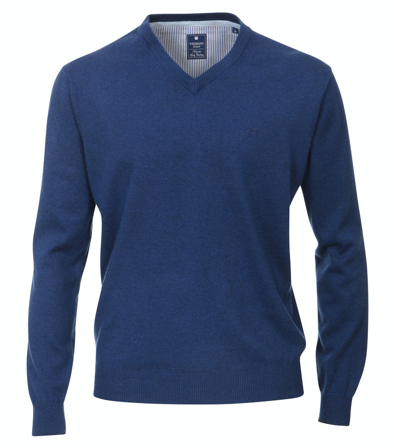 Plain V-Neck Jumper - Midnight Blue