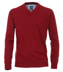 Plain V-Neck Jumper - Bright Red