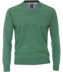 Plain V-Neck Jumper - Grass Green