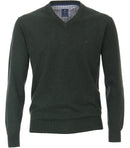 Plain V-Neck Jumper - Forest Green
