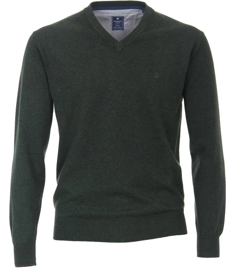 Plain V-Neck Jumper Forest Green