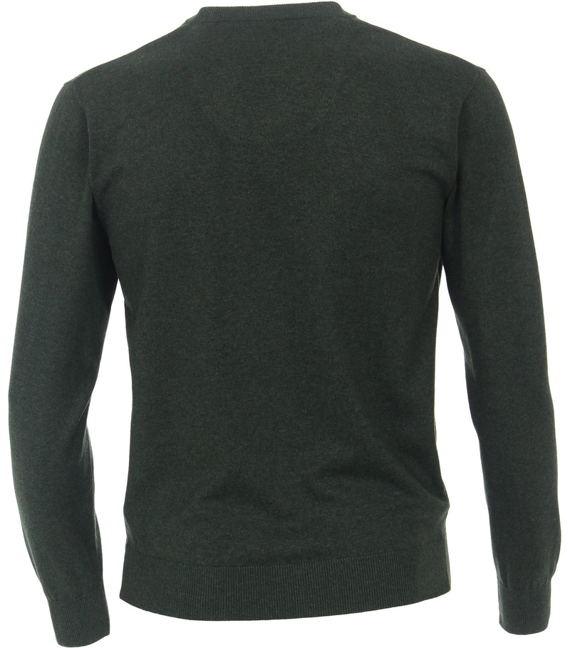 Plain V-Neck Jumper - Forest Green